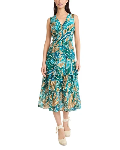 Printed Ruffled Midi Dress