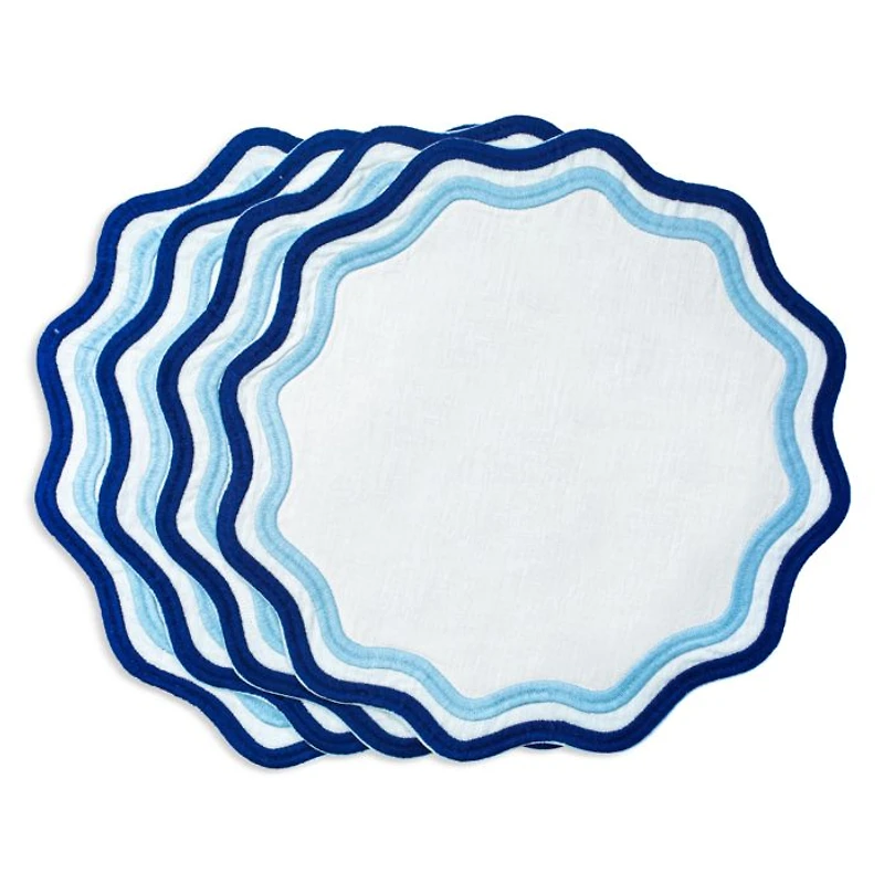 Colorblock Embroidered Linen Placemats, Set of 4