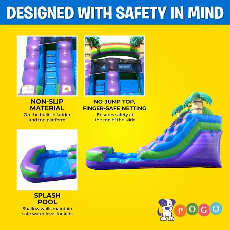 Inflatable Water Slide (Without Blower) - 21' x 9' x 12' Foot Backyard Inflatable Slide for Summer Fun - Slide with Water Pool for Kids