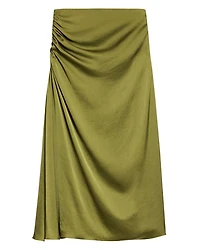 Ruched Midi Skirt Crushed Satin