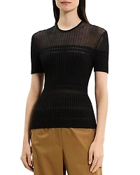 Theory Sheer Stripe Crewneck Tee