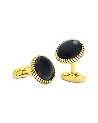 Link Up Round Onyx Rope Border Cufflinks