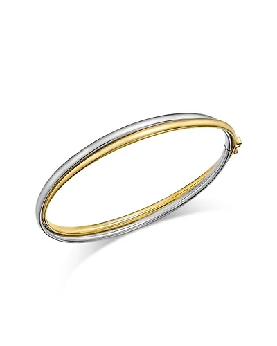 14K White & Yellow Gold Double Row Bangle Bracelet