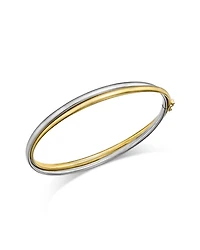 14K White & Yellow Gold Double Row Bangle Bracelet