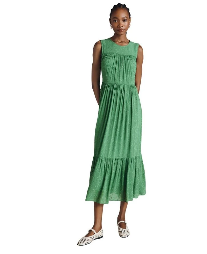 Sandy Georgette Jacquard Sleeveless Midi Dress
