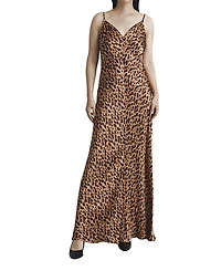 Ghost London Eden Leopard Satin Maxi Slip Dress