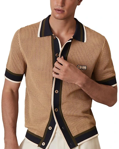 CHE CRUSOE Crochet Contrast Trim Button Shirt