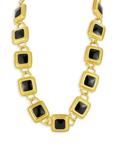 Black Crystal Vintage Statement Necklace, 16"-19"- Exclusive