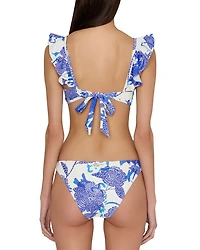 Floral Print Ruffled Bikini Top