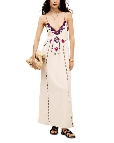 Poeme Embroidered Tie Back Dress