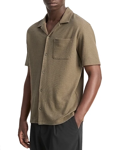 Vince Regular Fit Seersucker Cuban Shirt