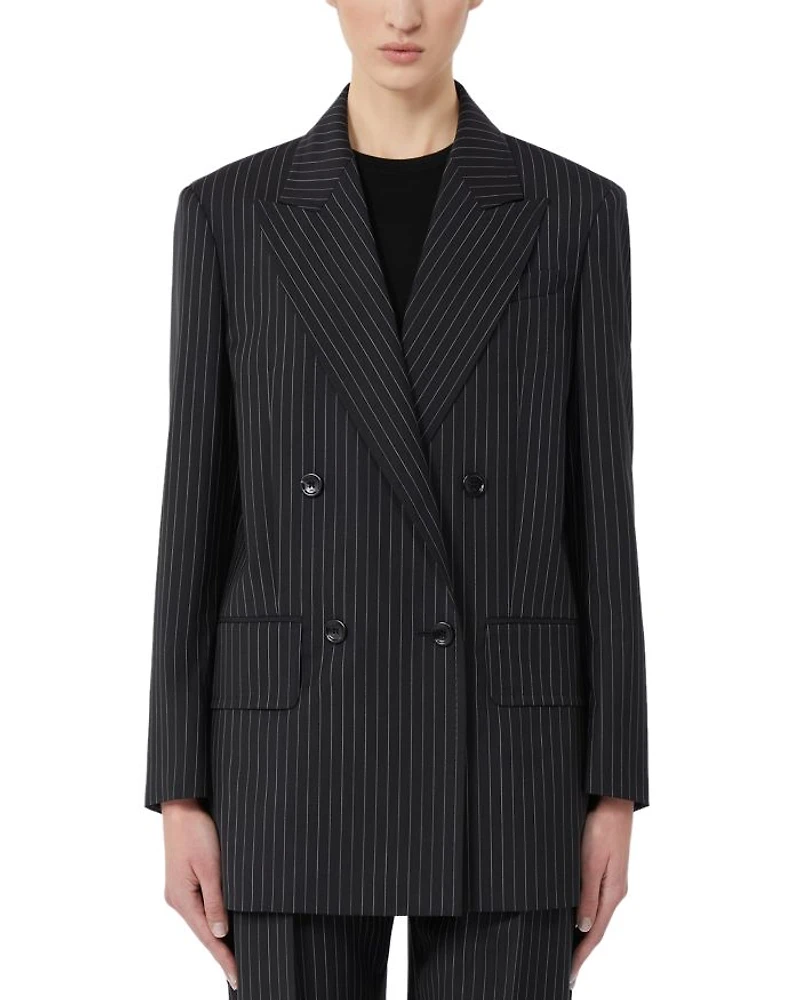 Wool Pinstriped Blazer