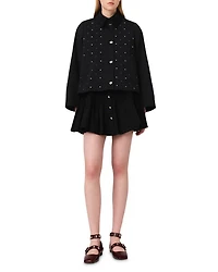 Short Velvet Collar Studded Jacket