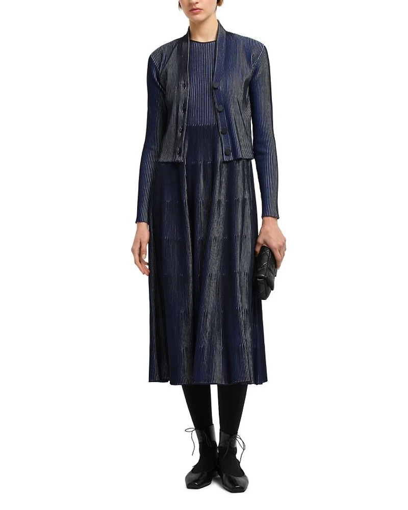 Bicolor Ribbed Striped Midi Dress