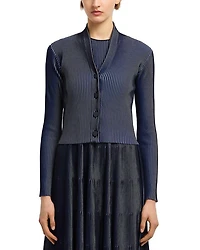 Bicolor Ribbed Striped Cardigan Sweater