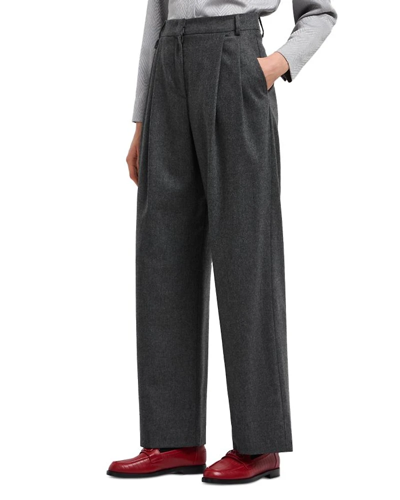 Wool Blend Pleated Pants