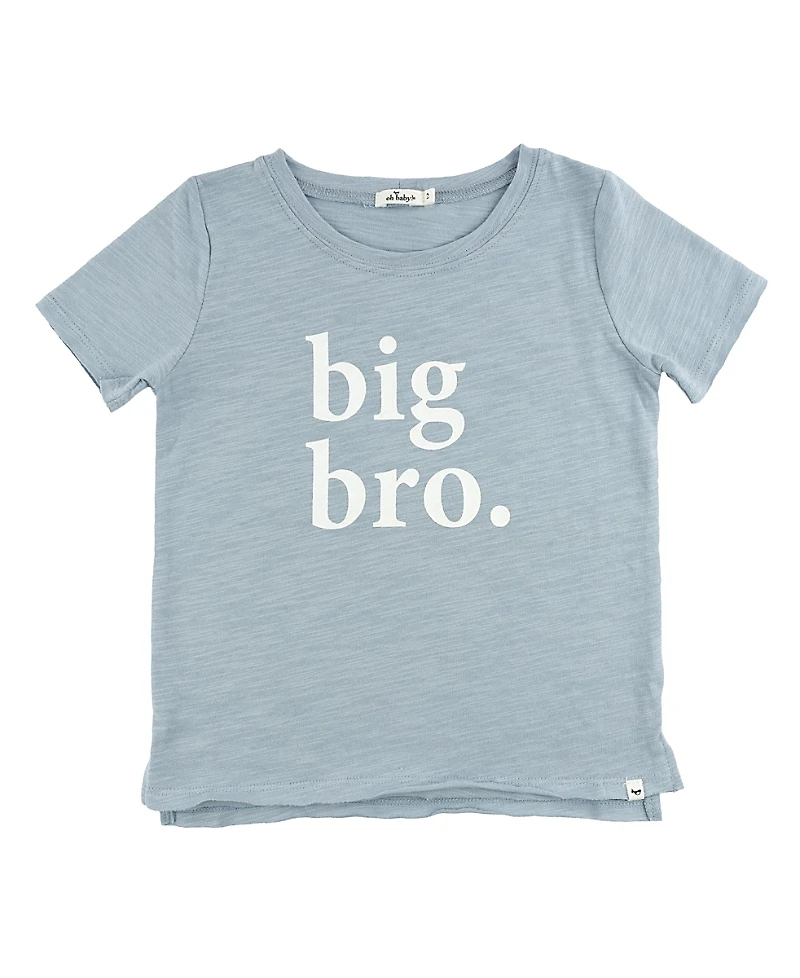 oh baby! Boys' Cotton Slub Raw Edge big bro Tee