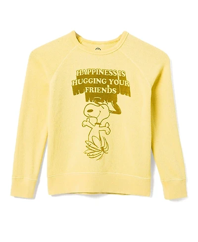 Junk Food Clothing Unisex Peanuts Hugging Your Friends Raglan Fleece Sweatshirt - Little Kid, Big Kid