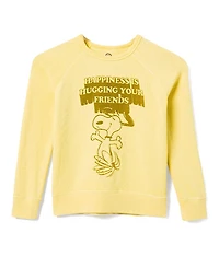 Junk Food Clothing Unisex Peanuts Hugging Your Friends Raglan Fleece Sweatshirt - Little Kid, Big Kid