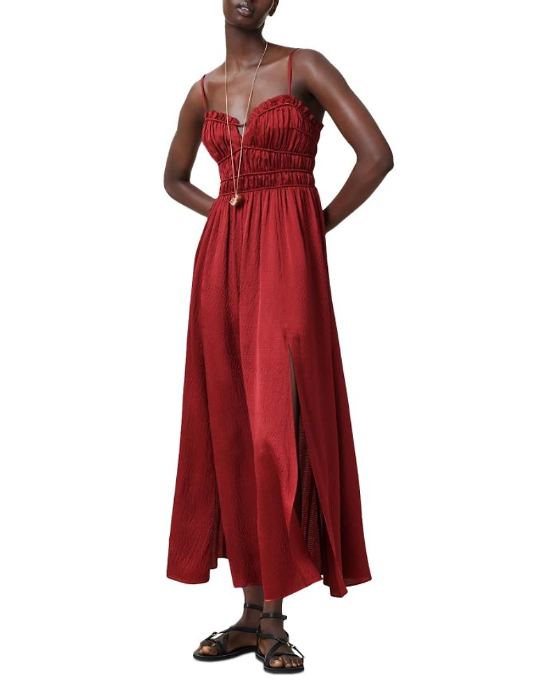 Faelyn Picot Trim Side Slit Maxi Dress