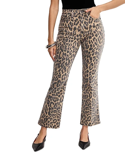 Good American Standard Kick Flare Leopard Jeans