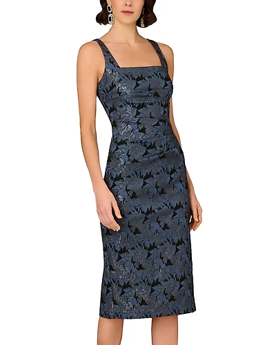 Aidan Mattox Stretch Jacquard Midi Dress
