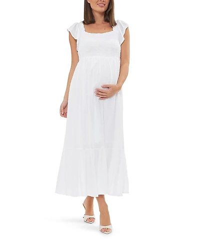 Ripe Maternity Hail Spot Frill SleeveDress