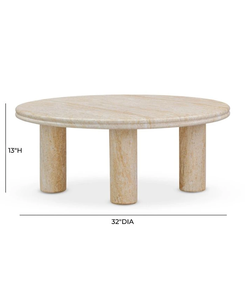 Amora Faux Travertine Indoor/Outdoor 32 inch Round Accent Table