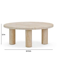 Amora Faux Travertine Indoor/Outdoor 32 inch Round Accent Table