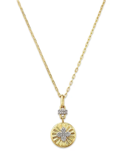 Bloomingdale's Fine Collection Diamond Sunray Disc Pendant Necklace