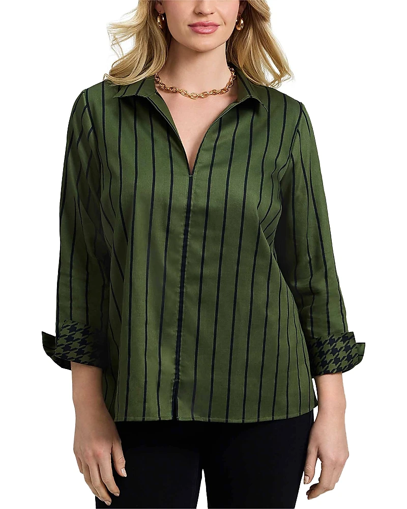 Foxcroft Plus Agnes Striped Top