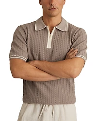 Reiss Jarvis Cable Knit Polo Shirt