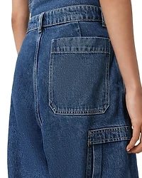 Sol Cargo High Rise Cropped Tapered Jeans Mid Indigo