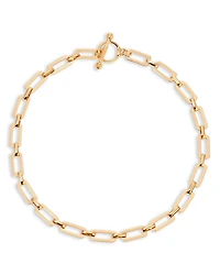 Golden Flat Rectangle Chain Necklace, 15"