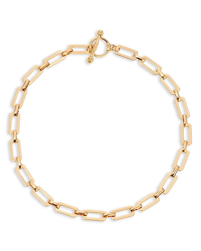 Ettika Golden Flat Rectangle Chain Necklace