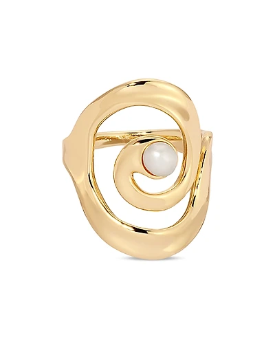 Ettika Cultured Freshwater Pearl Aura Swirl Ring