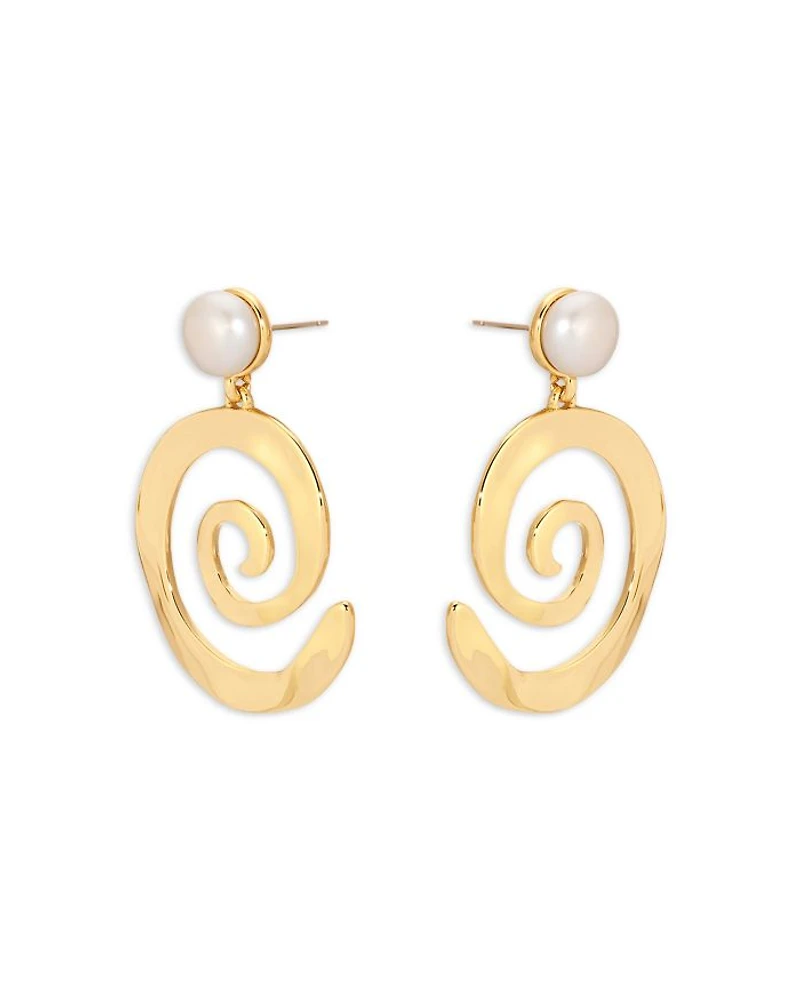 Aura Swirl Cultured Freshwater Pearl Drop Earrings