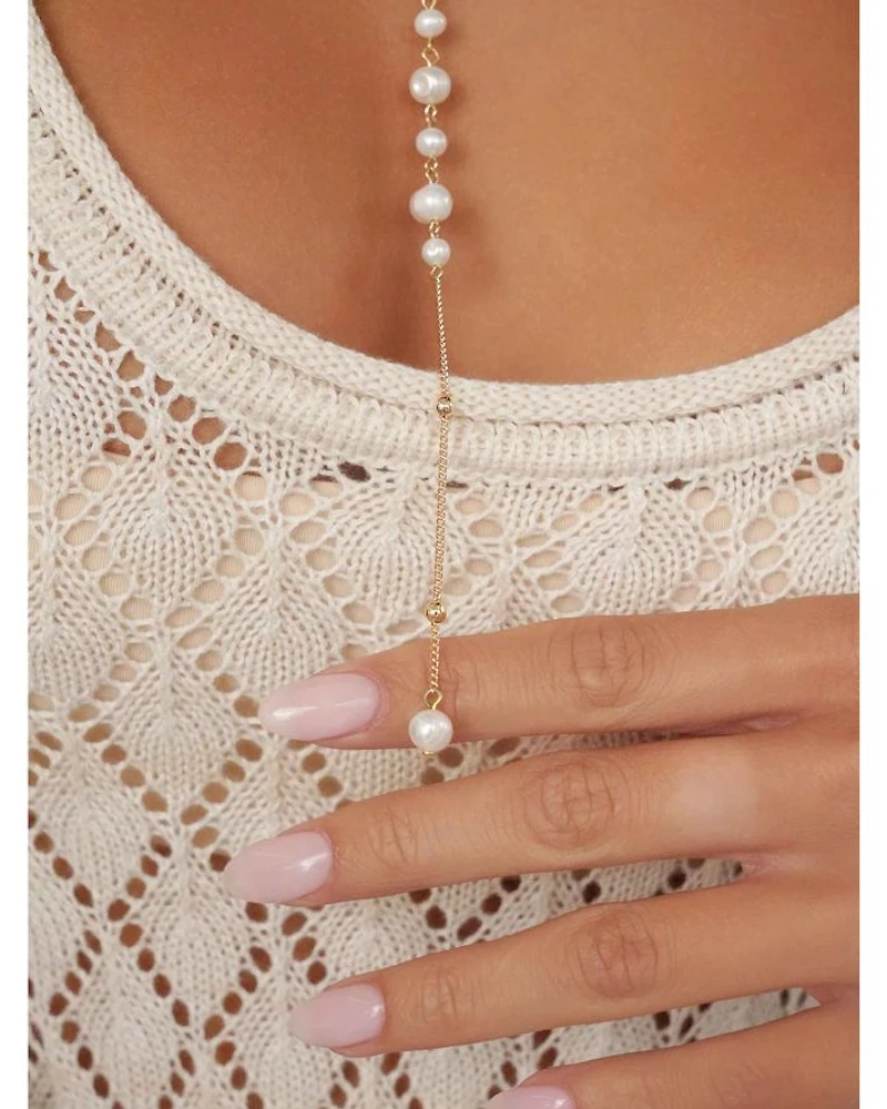 Coastal Cultured Freshwater Pearl Layered Lariat Necklace, 12.5"-17.5"