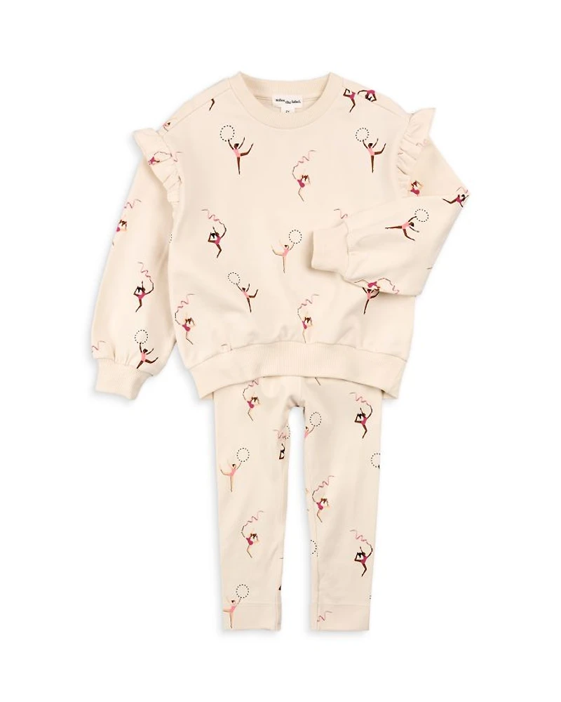 Girls' Gymnast Print Sweatshirt & Leggings Set - Little Kid