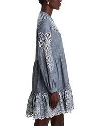 Venus Embroidered Long Sleeve Shirt Dress