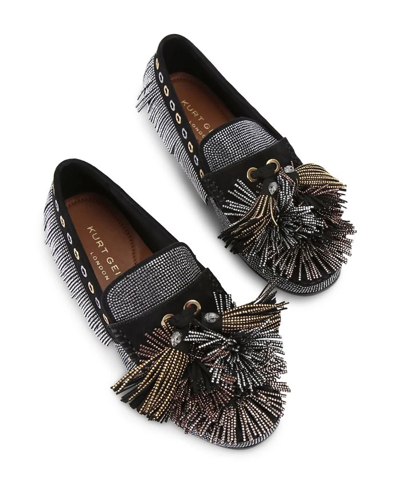 Women's Pom Moccasin Fringe Flats