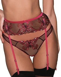 Fleur du Mal Butterfly Embroidery Garter