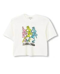 Junk Food Clothing Women's Grateful Dead Dancing Skeletons Crop Mock Neck Tee