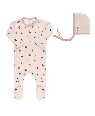 Ely's & Co. Unisex Berry Collection Footie + Bonnet - Baby