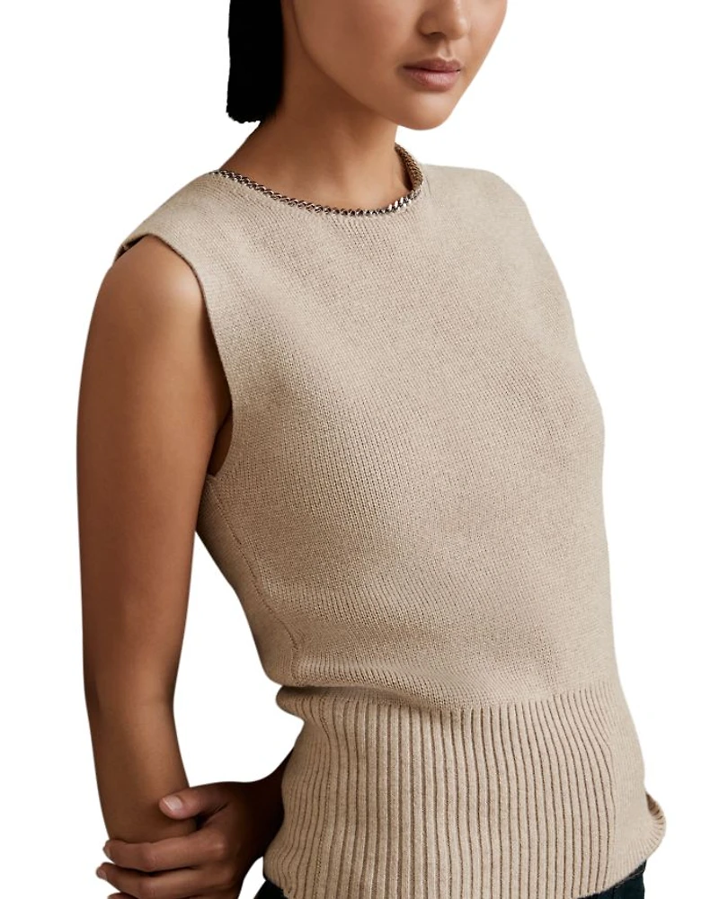 Necklace Trim Knit Top