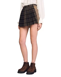 Sandro Short Checked Pleated Skirt
