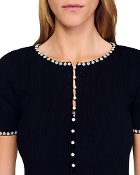 Cropped Beaded Cardigan