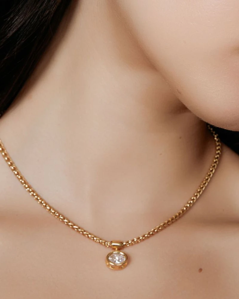 Bezel Solitaire Necklace, 16.25"