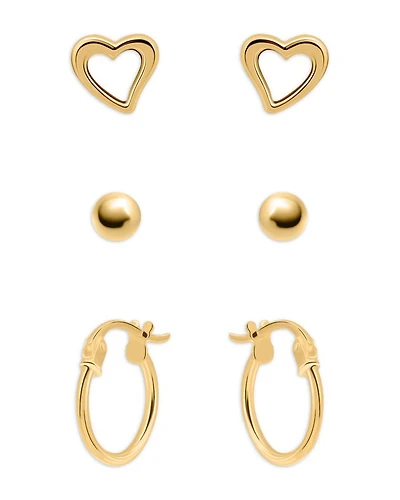 Heart, Sphere & Hoop Earrings, Set of 3