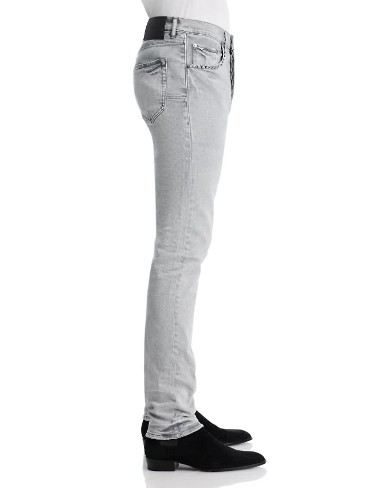 Slim Fit Alloy Studded Trim Jeans Gray